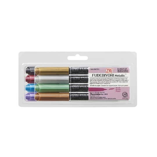 ZIG&#xAE; Fudebiyori Metallic Brush Pen 8 Color Set